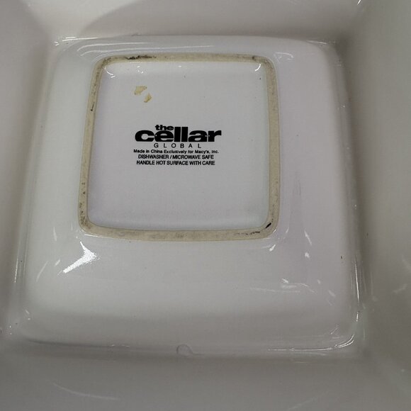 The Cellar GLOBAL 70's Floral Flowers White Ceramic Square 1 Piece Chip & Dip - Picture 8 of 16